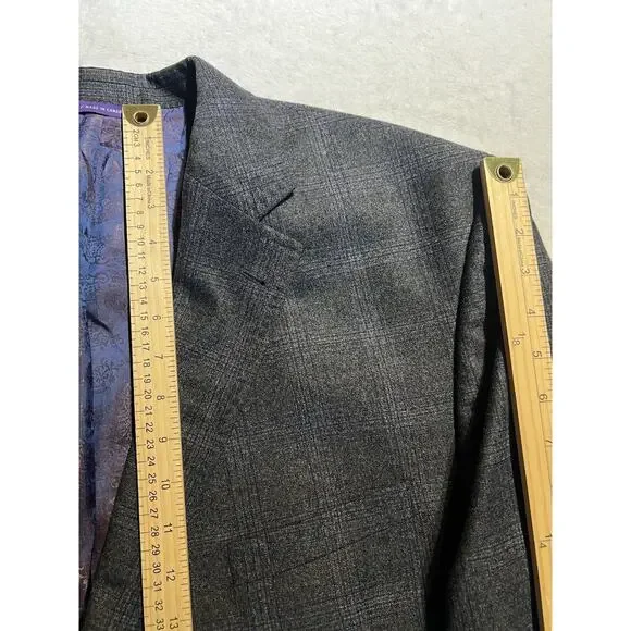 Ted Baker 50XL 42x31 Charcoal Gray Purple Plaid Flannel Men's Designer Suit - Picture 12 of 16
